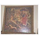 Medieval Style Tapestry with Gold Frame