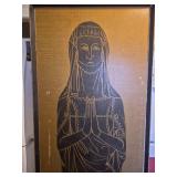Medieval Brass Rubbing Art - Religious Figure