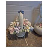 Porcelain Swan Set with Floral Decorations