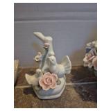 Porcelain Swan Set with Floral Decorations