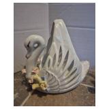 Porcelain Swan Set with Floral Decorations