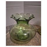 Green Glass Collection - Floral Pattern Vases and Bowls