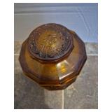 Amber Glass Sandwich Pattern Cookie Jar