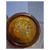 Amber Glass Sandwich Pattern Cookie Jar