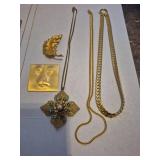 Costume Jewelry Collection with Gold Tone Pieces