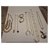 Gold Tone Jewelry Collection with Blue Stones