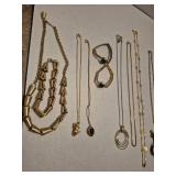 Gold Tone Jewelry Collection with Blue Stones