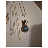 Gold Tone Jewelry Collection with Blue Stones