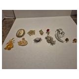 Mixed Costume Jewelry Brooch Collection