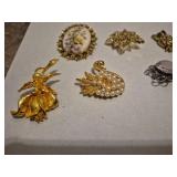 Mixed Costume Jewelry Brooch Collection