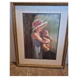 Victorian Style Lady with Teddy Bear Print