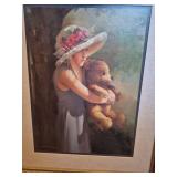 Victorian Style Lady with Teddy Bear Print