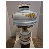 Floral Glass Hurricane Table Lamp