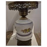 Floral Glass Hurricane Table Lamp