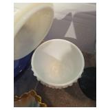 Decorative Glass Collection - Hobnail Jar, Blue Bowls & Floral Plate