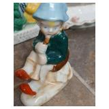 Japanese Porcelain Figurine with Decorative Plates Set