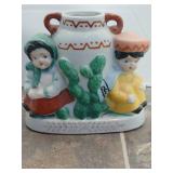 Japanese Porcelain Figurine with Decorative Plates Set