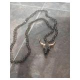 Decorative Ram Skull Wall Mount with Crystal Necklace