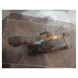 Wooden Rocking Horse with Blue and Coral Decorations