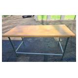 6ft Butcher Block Table with Metal Base
