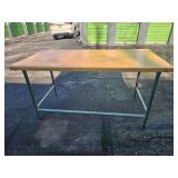 6ft Butcher Block Table with Metal Base