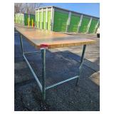 6ft Butcher Block Table with Metal Base