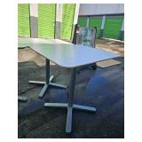 White Laminate Pedestal Tables - Set of 3