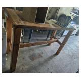 5ft Solid Wood Industrial Work Table - Contents Not Included