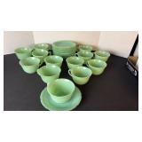 Fire King Jadeite set of 13 cups and saucers.
