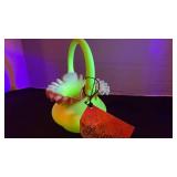 Fenton UV reactive ruffled top basket painted with a Burmese treatment