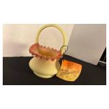 Fenton UV reactive ruffled top basket painted with a Burmese treatment
