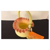 Fenton UV reactive ruffled top basket painted with a Burmese treatment