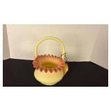 Fenton UV reactive ruffled top basket painted with a Burmese treatment