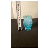 Fenton aqua opalescent hobnail vase toothpick holder