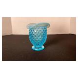 Fenton aqua opalescent hobnail vase toothpick holder