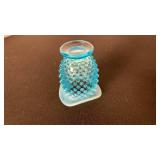 Fenton aqua opalescent hobnail vase toothpick holder