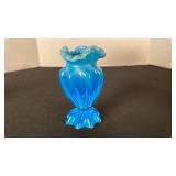 Vintage aqua opalescent glass vase toothpick holder
