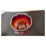 Indiana Glass heirloom sunset ruby carnival bowl