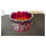 Indiana Glass heirloom sunset ruby carnival bowl