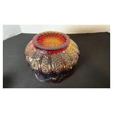Indiana Glass heirloom sunset ruby carnival bowl