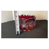 Indiana Glass heirloom sunset ruby carnival bowl