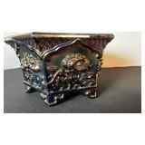 Fenton Carnival Glass Chrysanthemum Amethyst Hexagon 6-footed planter bowl