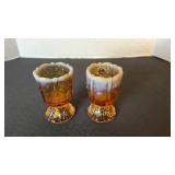 Fenton caramel cameo glass toothpick holders