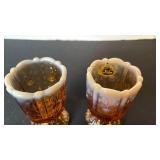 Fenton caramel cameo glass toothpick holders