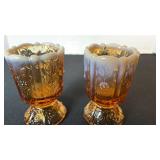 Fenton caramel cameo glass toothpick holders