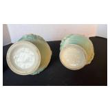 Pair of Hull Art waterlily dual handled vases