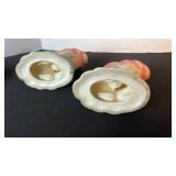 Hull Art pottery bow knot cornucopia candle holders