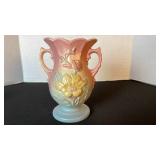 Hull Art Pottery magnolia dual handled vase