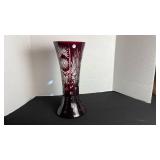 Romanian ruby cut to clear vase