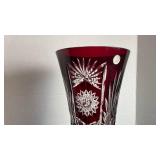 Romanian ruby cut to clear vase
